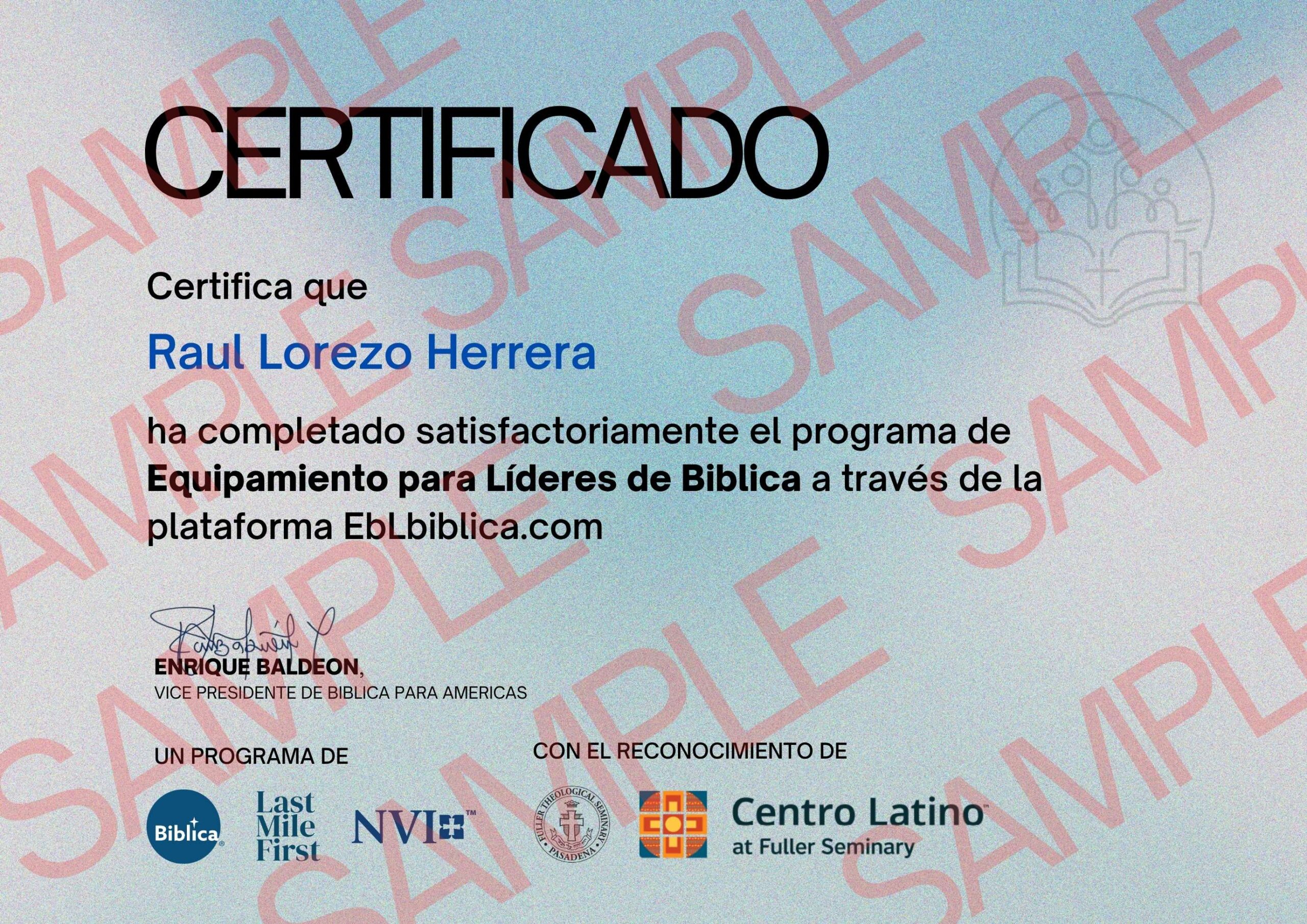 Certificado de finalización del curso